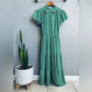 Max Studio Tiered Maxi Dress - Green and White
